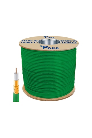 Anten Kablosu Rg6/u4 1.02 80tel Yeşil 500mt Poke Pk-1050