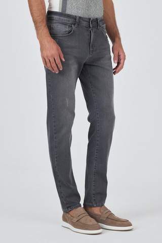 İmza Gri Gabardin 5 Cep Düz Paça Casual Slim Fit Pamuklu Denim Pantolon 1023250150 Gri