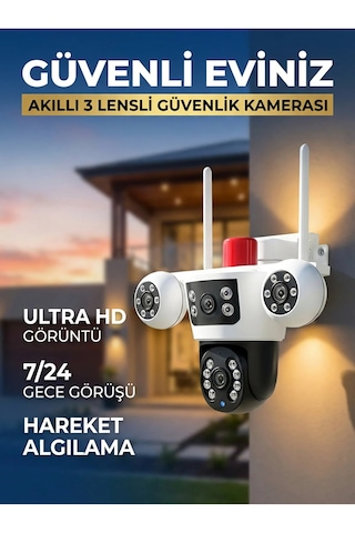 Güneş Enerjili Akıllı Güvenlik Kamerası 355 Ptz, Çift Lens, Hareket Algılama, Gece Görüş,kablosuz