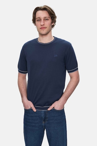 Fared Lacivert Bisiklet Yaka Triko Nakışlı Standard Fit Erkek Tshirt Lacivert