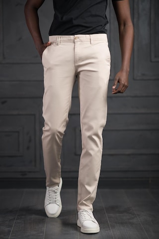 Perpant Slimfit Küçük Armürlü Yazlık Pamuklu Gabardin Pantolon Krem