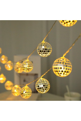 Fosenze 1.8m 10 Led Sabit Aydınlatma Islak Beyaz Led Top Mosaik Işık Zinciri - Bahçe, Parti Dekorasyonu Aa Pil Gereklidir Ilık Beyaz