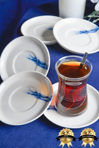 Toros 6 Parça Porselen Çay Tabağı Seti Çok Renkli