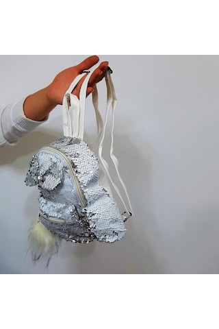 Fiyra Crn Beyaz Pullu Kız Çocuk Sırt Çantası 16cmx20cmx10cm Beyaz