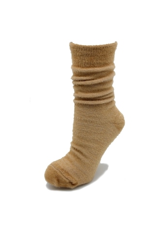 Tüylü Bej Rengi Kalın Kışlık Kadın Çorap Bej