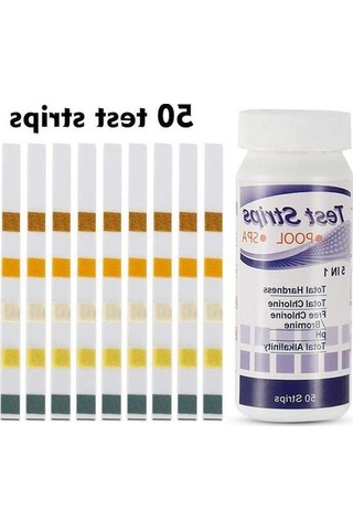 Besthome1 5'li Havuz Su Kalitesi Test Çubukları - Klor, Ph, Tuz, Alkali, Sitrik Asit - 50 Adet Beyaz Paket Beyaz