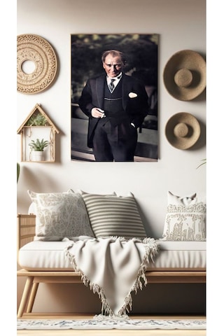 Atatürk Takım Elbise Canvas Tablo Kanvas Hediyelik Duvar Dekarasyon Duvar Süsü Ölçü Seçmeyi Unutmayı