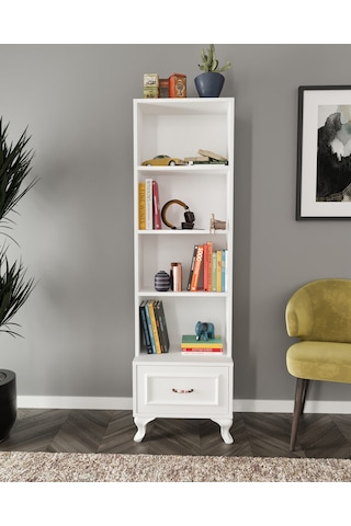 Kznhome Kartopu Çekmeceli Country Kitaplık Beyaz - Tamamı 1. Kalite Mdf