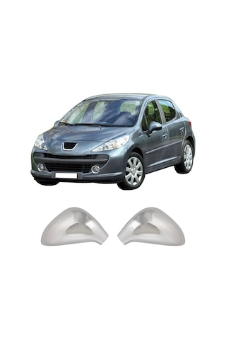 Peugeot 207 Uyumlu 2006-2012 Krom Ayna Kapağı 2 Parça Paslanmaz  Çelik