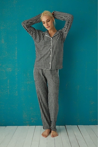 Pijamoni Kadın Süet Boydan Düğmeli Pijama Takımı - 5660-4 001