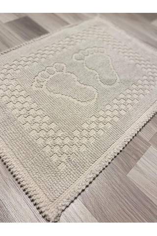 Pamuk Kilim Dokuma Süper Emici Banyo Ayak Paspası & Havlusu 40x60 Cm, Bej Diğer