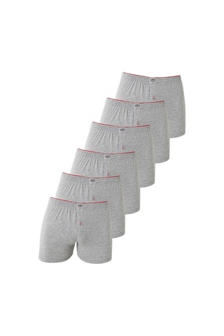 Astrid T Premium Rahat Giyim Pamuklu Giysi İç Çamaşır 6'lı Paket Gri Erkek Penye Havlu Bel Boxer %100 Pamuk