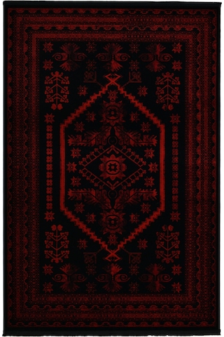 Yağcıbedir Afgan Türkmen Otantik Desenli Dokuma Bordo Oturma Odası Salon Mutfak Halısı 3671h Zs47 Bordo