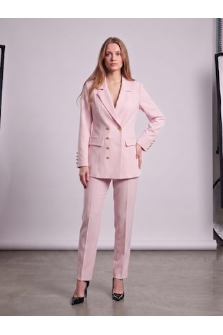 Prenses Kadın Regular Kesim Blazer Ceket Pantolon Takım Modern Trend Zamansız Pembe