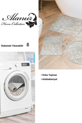 Dekoreko Kaymaz Taban Djt 3 Lü Banyo Paspas Takımı Trend Karışık Iskandinav F5079 Bej
