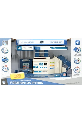 Metal Araç Benzin İstasyonu Mavi