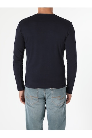 Colin's Slim Fit Bisiklet Yaka Erkek Lacivert Uzun Kol Tişört CL1051052_Q1.V1_NAV