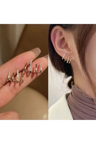 Çoklu Premium Zirkon Taşlı Küpe Çok Renkli