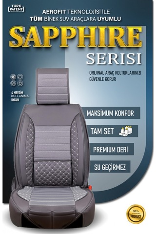 Dacia Sandero 2022 Lüx Deri Oto Koltuk Kılıfı Ön Arka Takım Safir Serisi Füme
