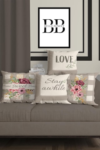Belle Benoit Baskılı Dekoratif 4'lü Koltuk Kırlent Kılıfı Desen22