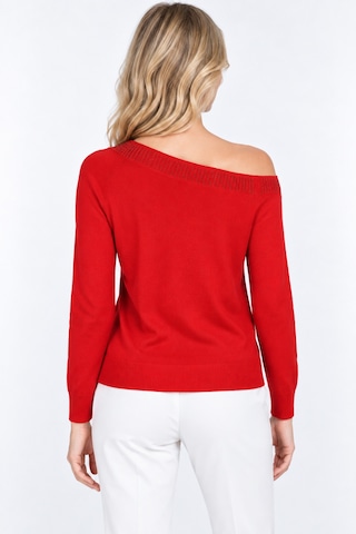 Bihan Store Kadın Triko Sandık Yaka Boncuk İşlemeli Bluz W27-2916-kırmızı