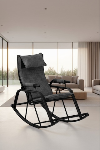 Sallanan Sandalye, Metal Ayaklı Tv Koltuğu, Sallanır Dinlenme Koltuğu, Demonte Sallanan Berjer Gri