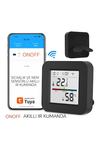 Akıllı Tuya Kumanda 3 İn 1 Isı ve Nem Göstergeli Ekranlı