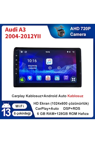 Audi A3 2004-2012yıl 6gb Ram 128gb Carplay Navigasyon Multimedya