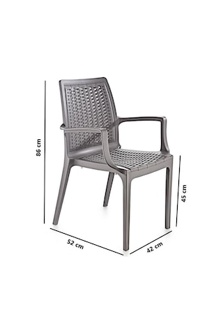 Omnipazar Sy-2524 Örgü Desenli Rattan Bahçe Koltuk Sandalye 4'lü Set Gri Gri