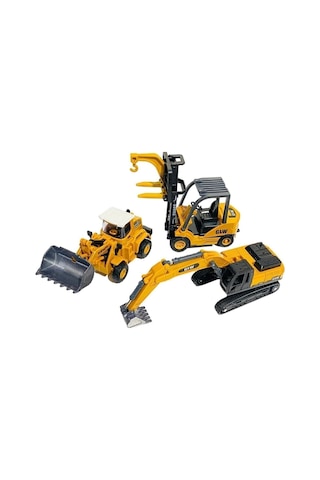 Oyuncak İş Makinaları Forklift Kepçe Buldozer 3lü Metal Set