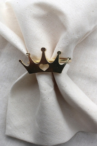 6 Adet Dekoratif Gold Queen Peçete Halkası - Napkin Ring