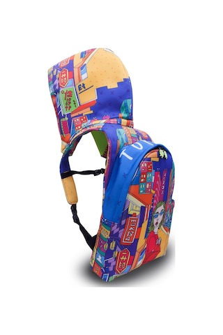 İkigai City Serisi Okula Dönüş Okula Dönüş Tokyo Kapüşonlu Büyük Sırt Çantası - Renkli Çok Renkli
