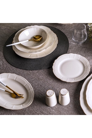 Aryıldız Tiffany Gold 30 Parça 6 Kişilik Yemek Takımı Beyaz - Gold