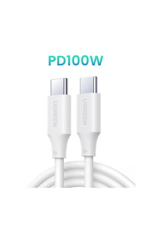 Ugreen Usb-c 100w 5a Qc Pd Hızlı Şarj Kablosu, 2 M, Beyaz, 60552
