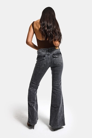 it's basic Kadın Kot Füme 4s6-14 Sln05 Mide Rise Flare Fit Süper Esnek Kumaş İç Boy 83cm Denim Jean