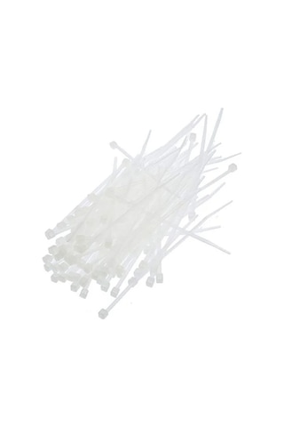 Dayanıklı Beyaz Kablo Bağları 100 X 2.5 Mm 50 Adet 0.45 - Beyaz - Düz - 100m