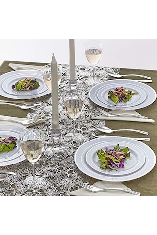 Branches Tasarımı Masa Koşulları Lüks Düğün Ve Yemek İçin 30,48 Cm X 274,32 Cm 3 Parça Parlak Gümüş Acı Kahverengi