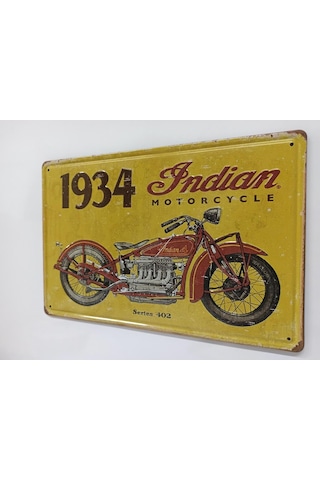 Cajuart 1934 Sarı Indian Motosiklet Retro Metal Plaka 20X30 Cm