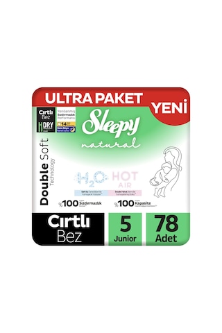 Sleepy Natural Double Soft Ultra Paket Bebek Bezi 5 Numara Junior 78 Adet
