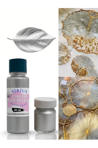 Epoksi Tasarımları İçin Kenar Varak Sıvısı Silver Renk 30ml + 10 Gr Toz Varak
