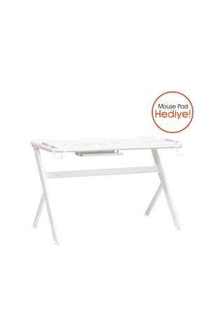 Ryze Extreme Karbon Fiber Rgb Oyuncu Masası - Beyaz 120x60x76 Cm Beyaz