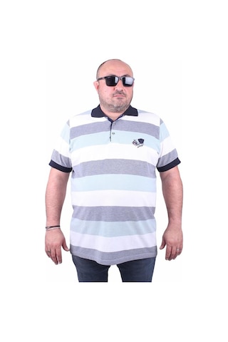 Starbattal Büyük Beden Polo Yaka Tişört 23409 Lacıvert-Lacıvert Çok Renkli