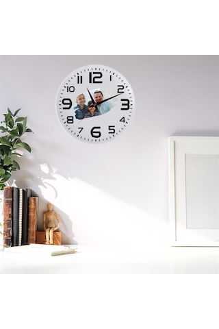 Kişiye Özel Cam Duvar Saati Beyaz