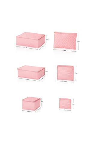 Serstil 6 Parça Bebek Bakım Çanta Seti Filesiz Pembe Puantiyeli Organizer Pembe Puantiye