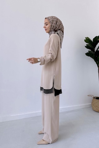 Kahijab Etek Ucu Zincir Takım - Bej