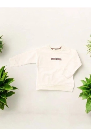 Çikoby Erkek Bebek Urbn Rider Yazılı Sweatshirt-14875 Krem