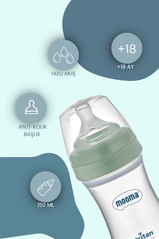 Mooma Neutra Antikolik Tritan Biberon 250 Ml 18 Ay Hızlı Akış - Çağla