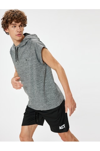 Koton Spor Şort Slogan Baskılı Beli Bağcıklı Bermuda Cep Detaylı Siyah 5wam40054nk Siyah