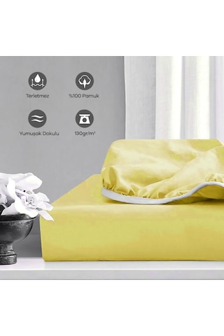 Soley Jersey %100 Pamuk Çift Kişilik 140 X 200 Lastikli Çarşaf Hardal Sarısı