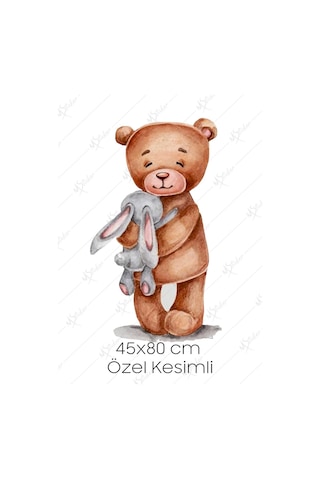 MSticker Sevimli Ayıcık Ve Tavşan Çocuk Bebek Odası Duvar Sticker